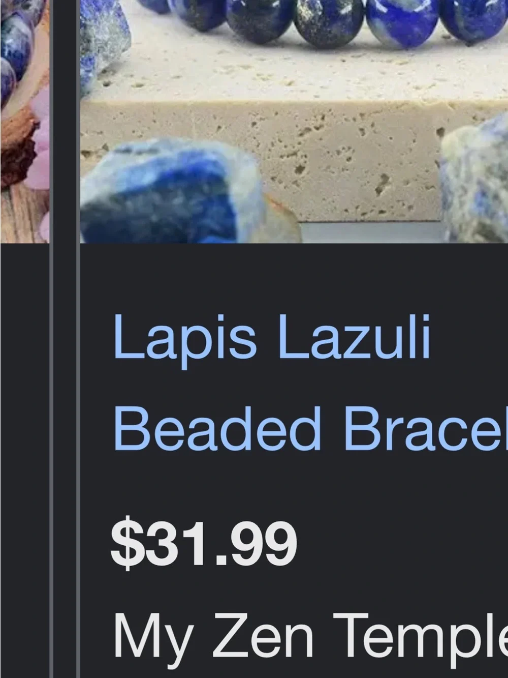 Lapis Lazuli Beaded Stretch Bracelet - Deep Blue with Gold Accent